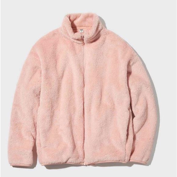 NWT - Uniqlo Medium Fluffy Yarn Fleece Full-Zip Jacket - Pink - Picture 1 of 8
